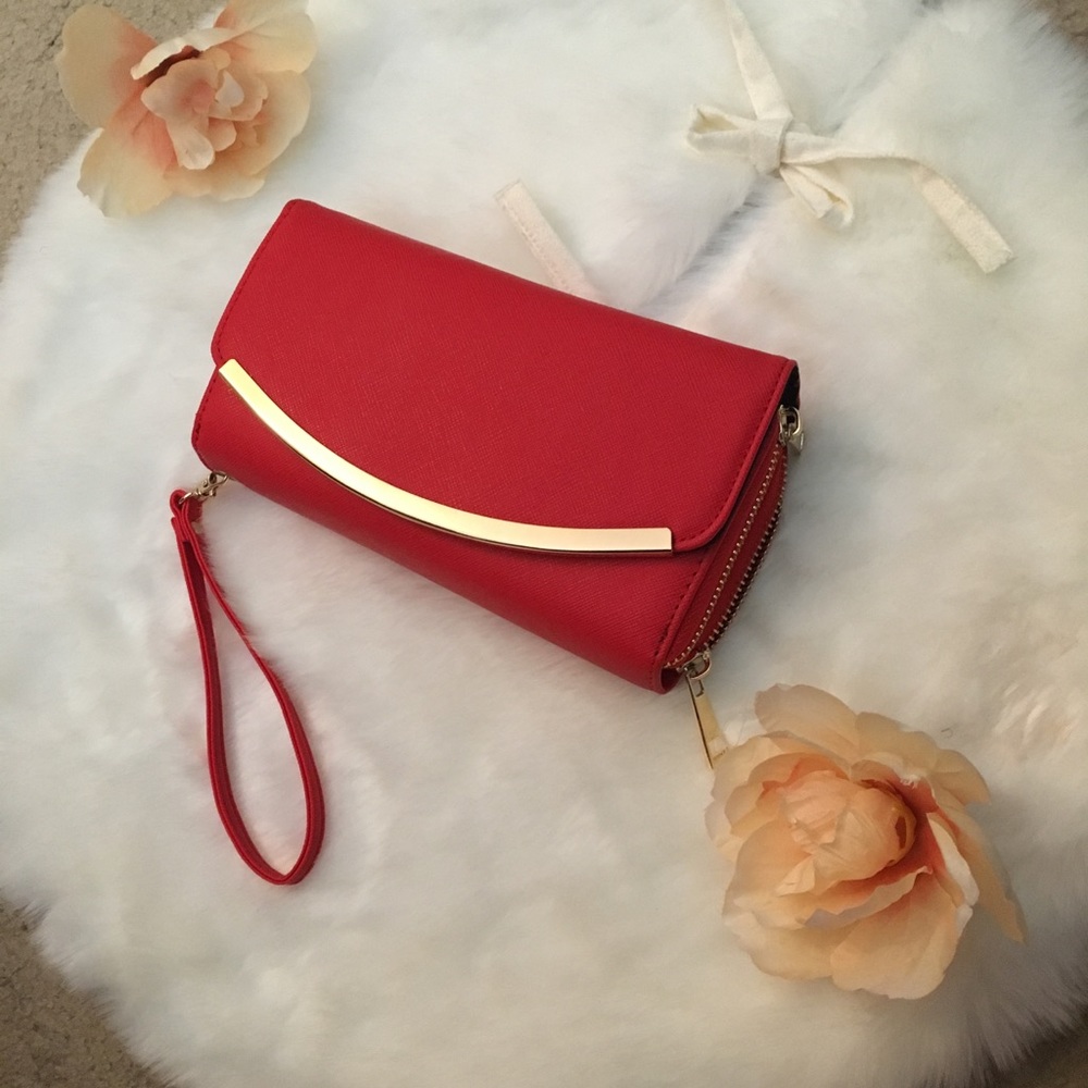red wristlet clutch purse